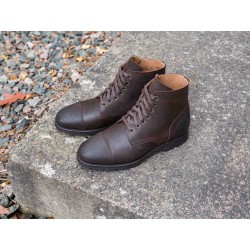 Yanko Cap toe service boot dark brown waxy commander | Skolyx