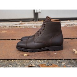 Yanko Cap toe service boot dark brown waxy commander | Skolyx