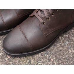 Yanko Cap toe service boot dark brown waxy commander | Skolyx