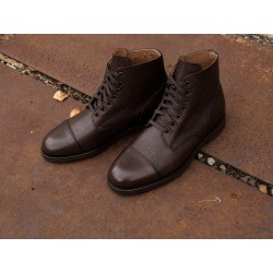 Yanko Cap toe service boot black grain | Skolyx