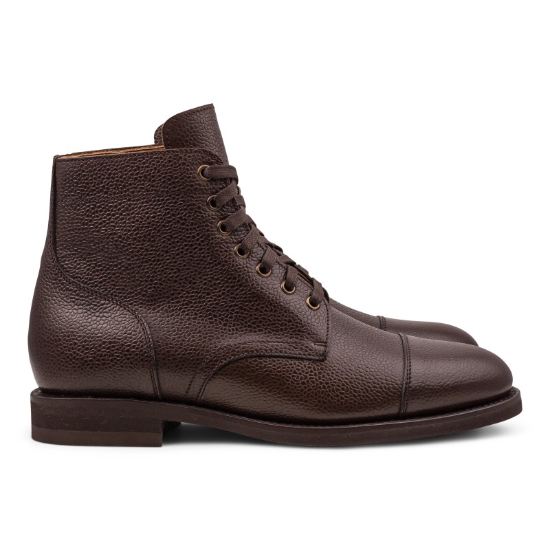 Yanko Cap toe service boot black grain | Skolyx