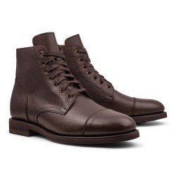 Yanko Cap toe service boot black grain | Skolyx