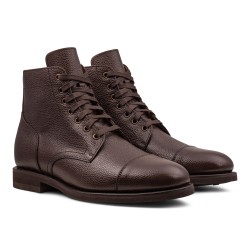 Yanko Cap toe service boot black grain | Skolyx