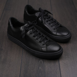 Skolyx Premium sneaker in black leather UK12 / EU46 - Seconds