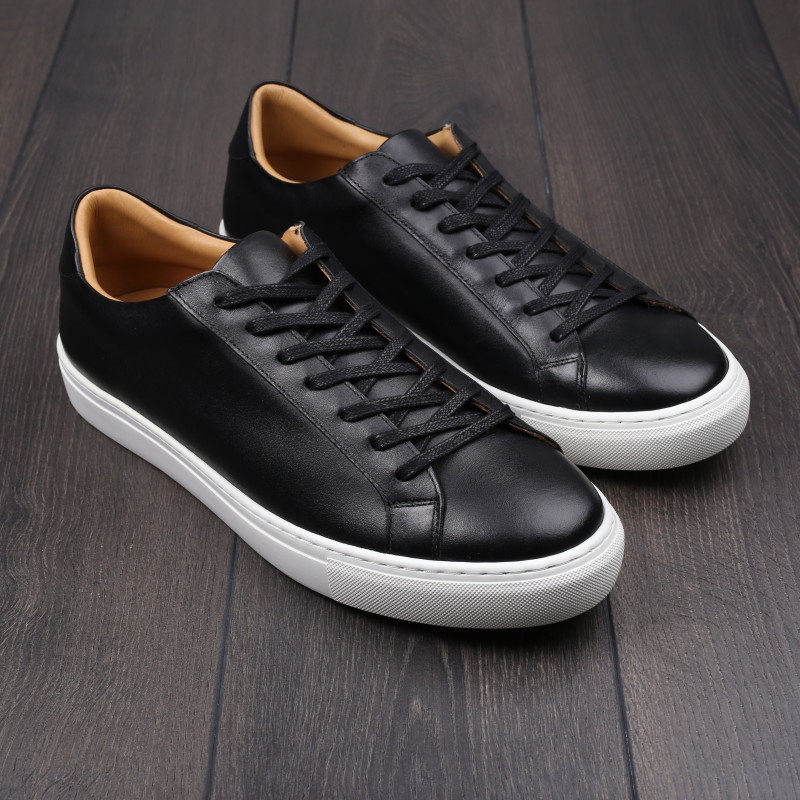 Skolyx Premium sneaker in black leather white sole UK11 / EU45 - Seconds