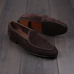 Yanko classic Belgian loafer dark brown reverse kudu suede UK 9.5 / EU 43.5 - Seconds