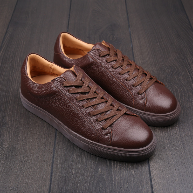 Skolyx Premium sneaker in brown grain leather UK8 / EU42 - Seconds