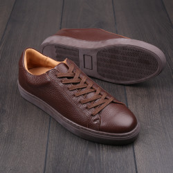 Skolyx Premium sneaker in brown grain leather UK8 / EU42 - Seconds