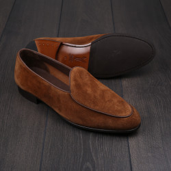 Yanko classic Belgian loafer medium brown reverse kudu suede UK 11 / EU 45 - Seconds