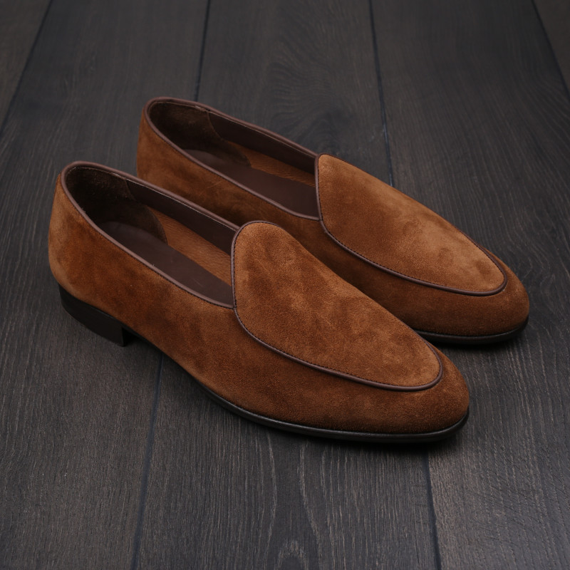 Yanko classic Belgian loafer medium brown reverse kudu suede UK 11 / EU 45 - Seconds