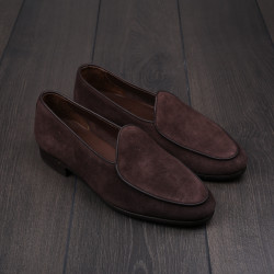 Yanko classic Belgian loafer dark brown reverse kudu suede UK6 / EU40 - Seconds