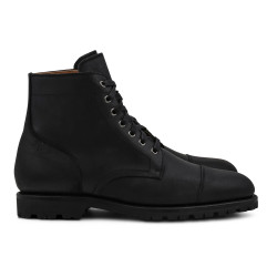 Yanko Cap toe service boot dark brown waxy commander | Skolyx