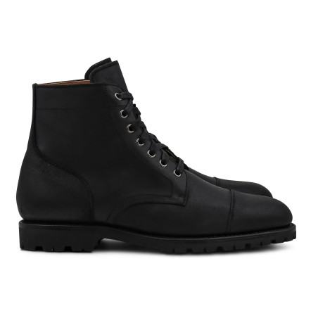 Yanko Cap toe service boot dark brown waxy commander | Skolyx