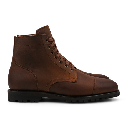 Yanko Cap toe service boot medium brown waxy commander | Skolyx