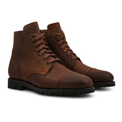 Yanko Cap toe service boot medium brown waxy commander | Skolyx