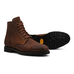 Yanko Cap toe service boot medium brown waxy commander | Skolyx