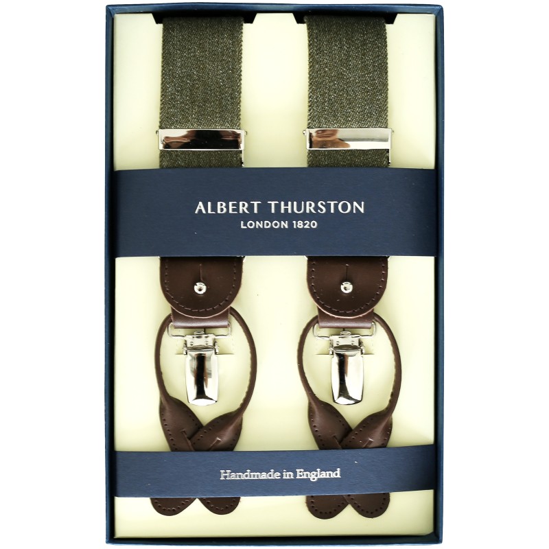 Albert Thurston braces green antique