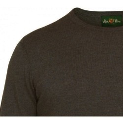 Alan Paine Crew neck merino wool dark brown