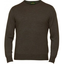 Alan Paine Crew neck merino wool dark brown