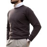 Alan Paine Crew neck merino wool dark brown