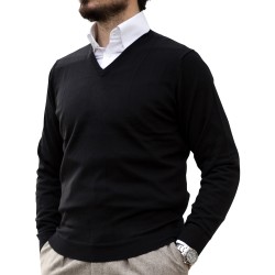 Alan Paine v-neck merino wool black