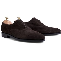 Skolyx dark brown suede brogued cap toe oxford