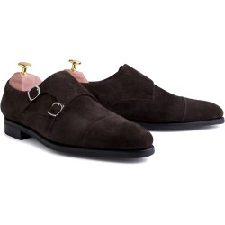 Skolyx dark brown suede brogued cap toe oxford