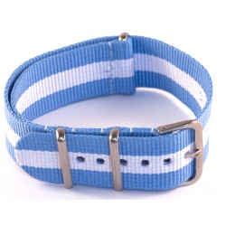 Watchband nato light blue and white