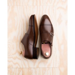 TLB Brogued Double Monk Vegano Brown med broguede kanter