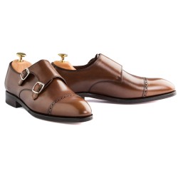 TLB Brogued Double Monk Vegano Brown med broguede kanter