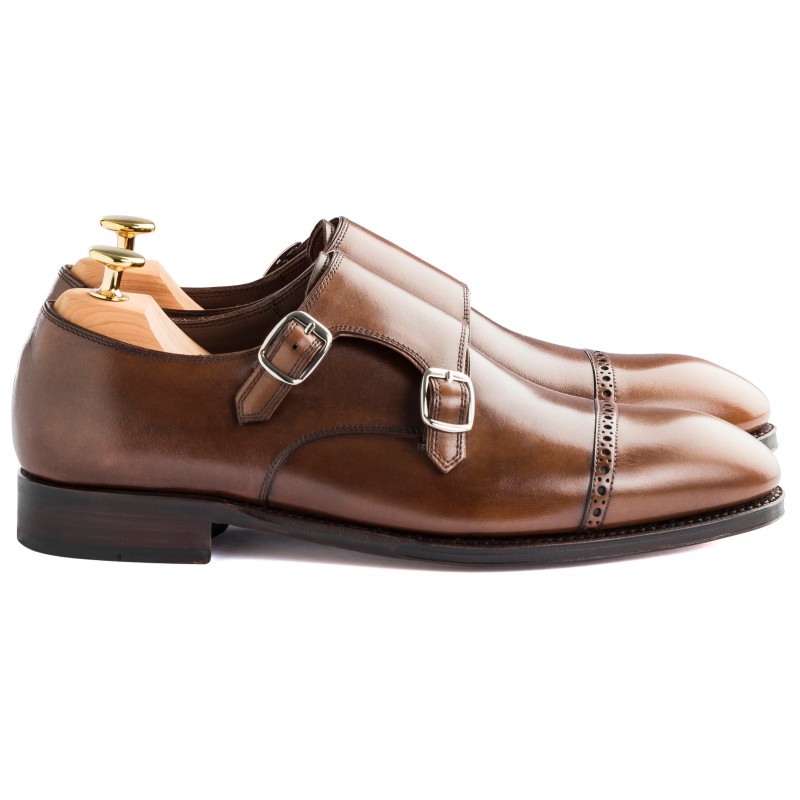 TLB Brogued Double Monk Vegano Brown med broguede kanter