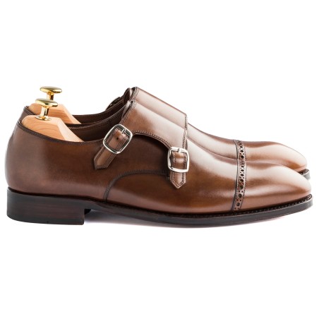 TLB Brogued Double Monk Vegano Brown med broguede kanter