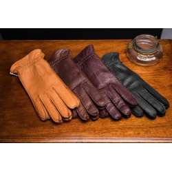 Hestra handmade dress glove cashmere lined peccary forest green