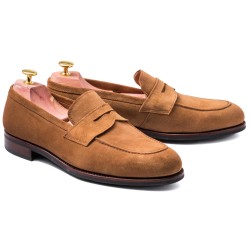 Skolyx Penny Loafer i lysebrunt semsket skinn