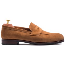 Skolyx Penny Loafer i lysebrunt semsket skinn