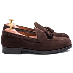 Skolyx Tassel Loafer i semsket skinn Mørkebrun