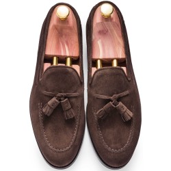 Skolyx Tassel Loafer Dark Brown Suede