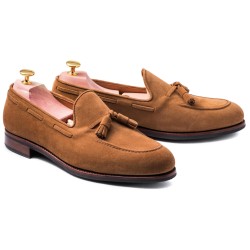 Skolyx Tassel Loafer i lys brun semsket skinn