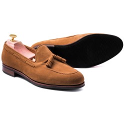 Skolyx Tassel Loafer i lys brun semsket skinn