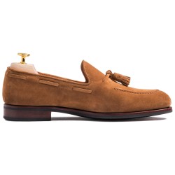 Skolyx Tassel Loafer i lys brun semsket skinn