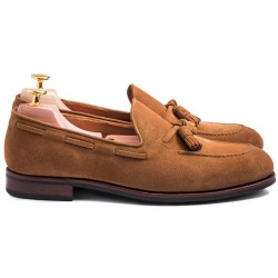 Skolyx Tassel Loafer i lys brun semsket skinn