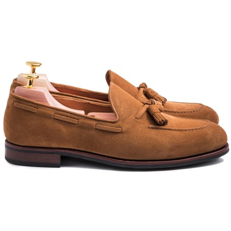 Skolyx Tassel Loafer i lys brun semsket skinn