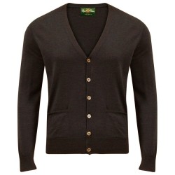 Alan Paine Crew neck merino wool dark brown