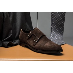 Skolyx dark brown suede brogued cap toe oxford