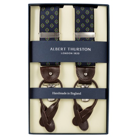 Albert Thurston braces navy with red-blue-yellow pattern