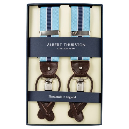 Albert Thurston braces sky blue with white and navy stripes