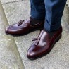 Skolyx vinröd Tassel Loafer | Prisvärda randsydda skor | Skolyx