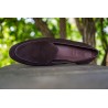 Yanko saddle Belgian loafer dark brown reverse kudu suede | Skolyx