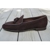 Yanko tassel Belgian loafer dark brown reverse kudu suede | Skolyx