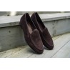 Yanko classic Belgian loafer dark brown reverse kudu suede | Skolyx